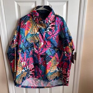 NWT Lauren James Pullover Anorak‎ Jacket Water Resistant Tropical Print XL